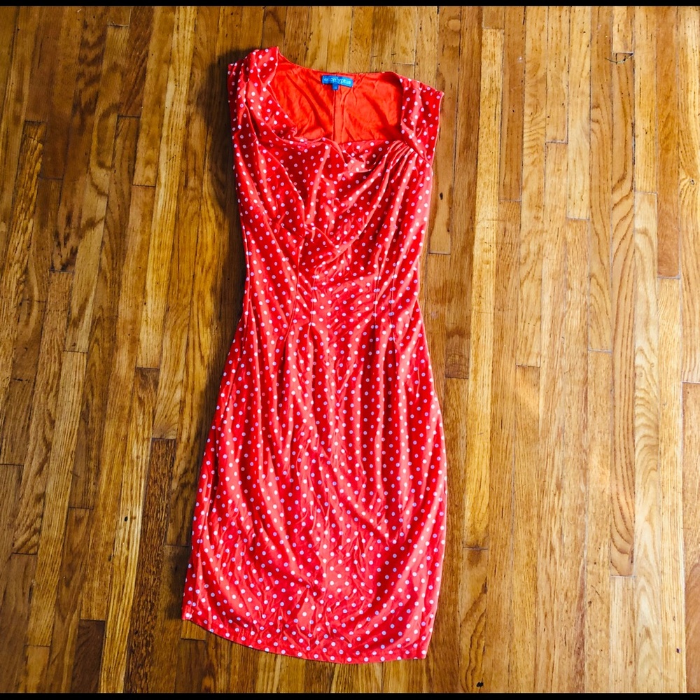 Eucalyptus polka dot orange fitted dress